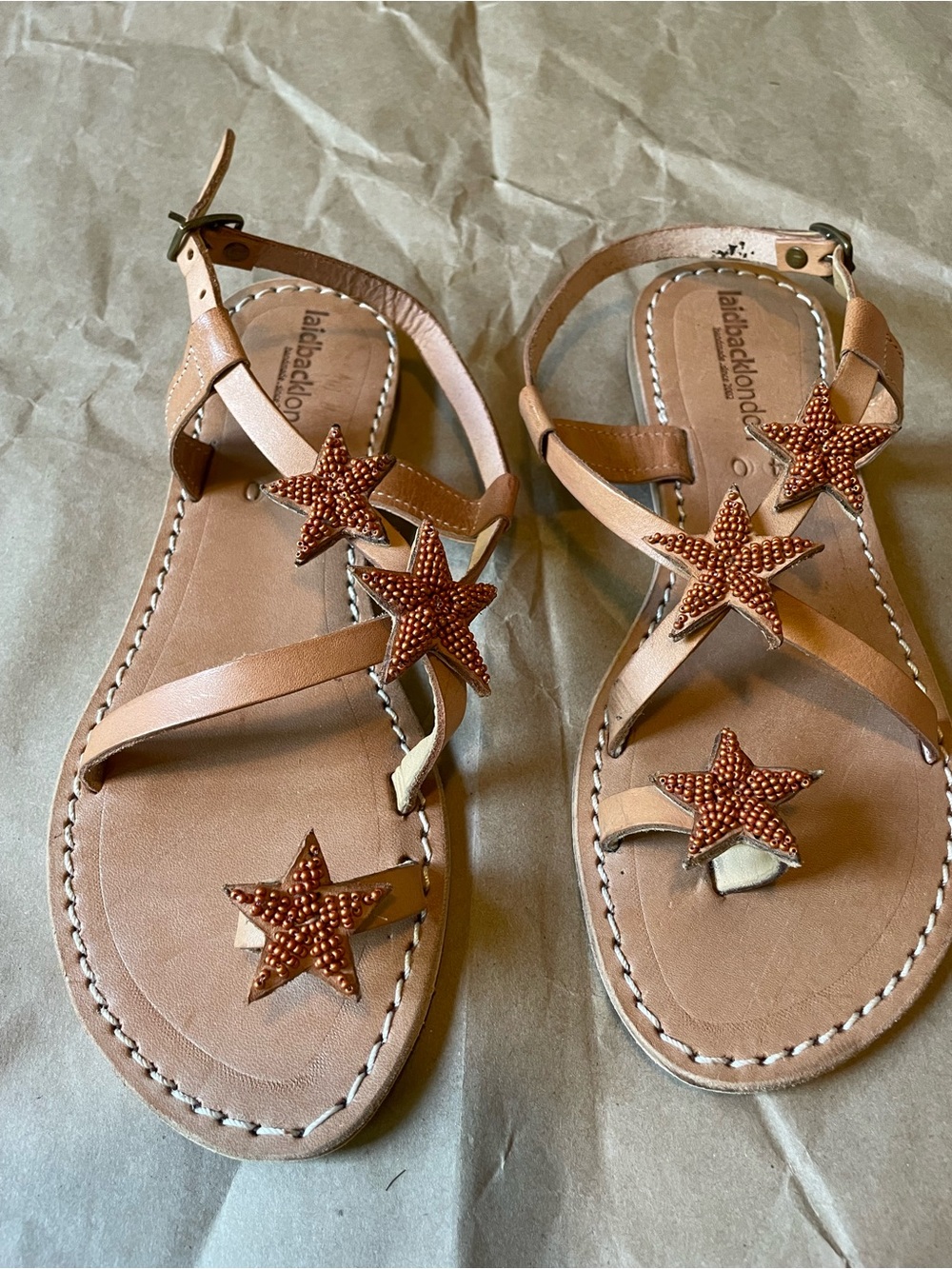 NWT Laidback London Rust Star Embellished Sandals - Picture 2 of 10